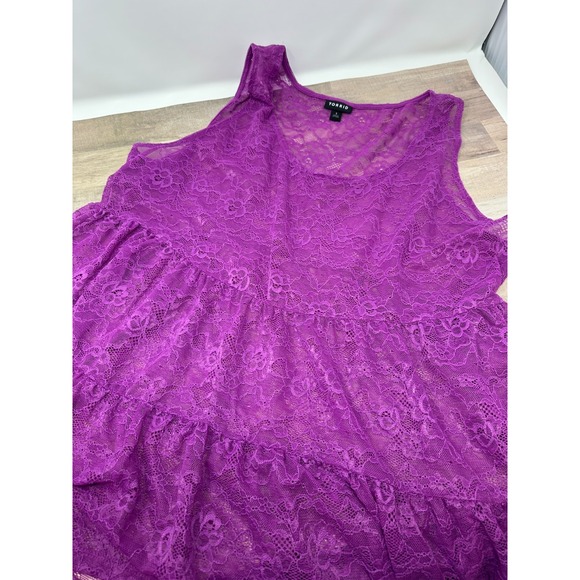 Torrid‎ Sheer Lace Tiered Babydoll Tunic Tank Top Purple Women's 1 - Picture 1 of 9